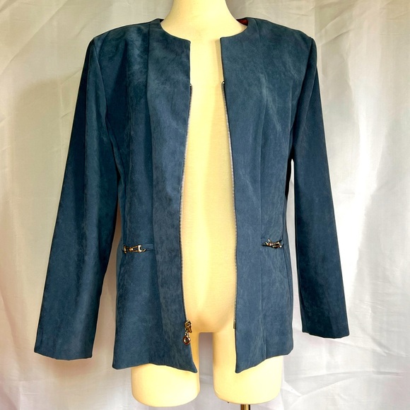 Jessica Howard Dusty Blue 2 Piece Skirt Suit - Picture 5 of 10